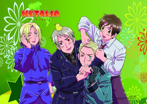 Hetalia - Germany, Prussia, France and Italy Wall Scroll - Click Image to Close