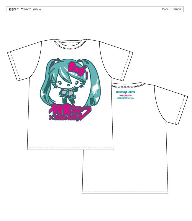 Vocaloid x Hello Kitty - Miku Kitty White T-Shirt (Size S)